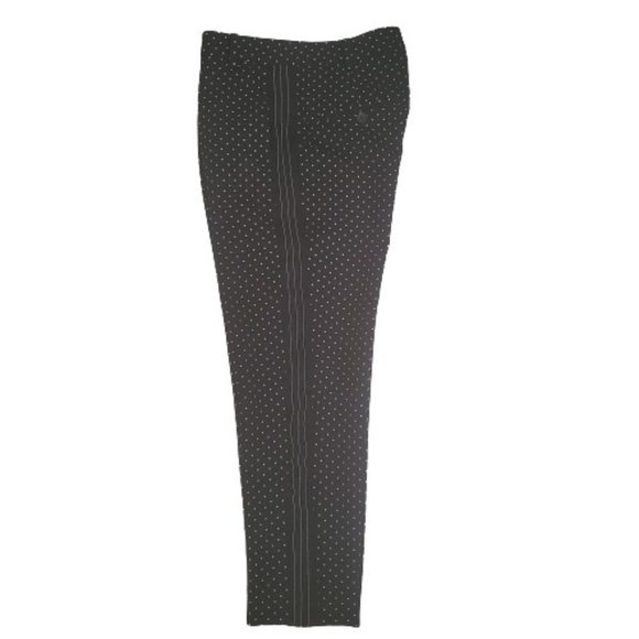 ZARA Basic Women's Polka Dot Striped Sides Flat Front Black Crop Pants Size XS - Picture 4 of 12